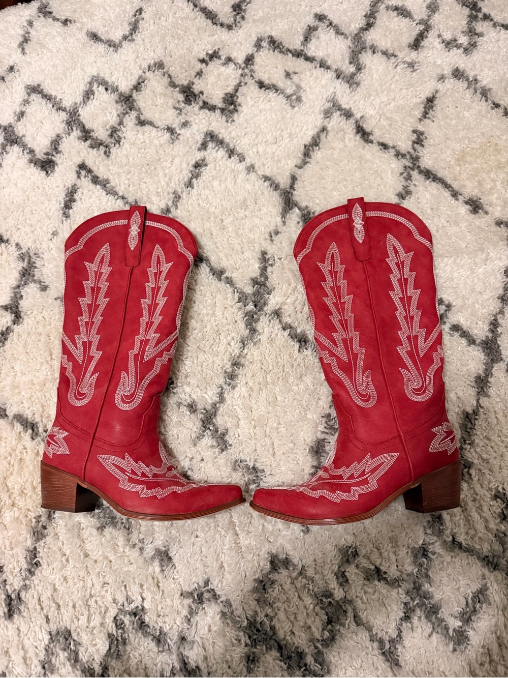 Red Western Embroidered Cowboy Boots